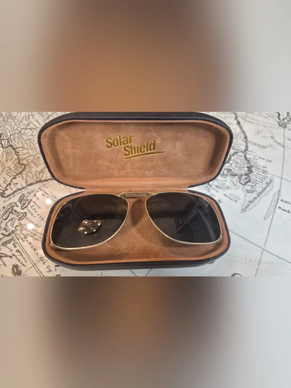 Solar Shield Men's Aviator Sunglasses in Gold with Brown Lenses CLIP ON
